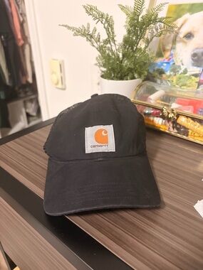 Carhartt Black Cap with Orange Logo Patch